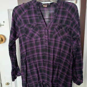 Purple and black plaid top